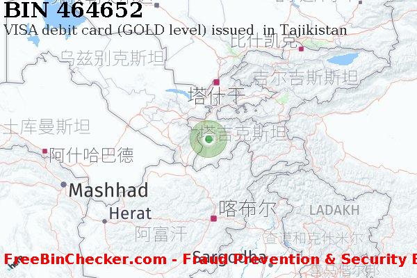 464652 VISA debit Tajikistan TJ BIN列表