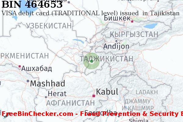 464653 VISA debit Tajikistan TJ Список БИН