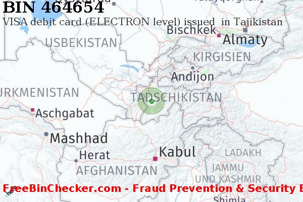 464654 VISA debit Tajikistan TJ BIN-Liste