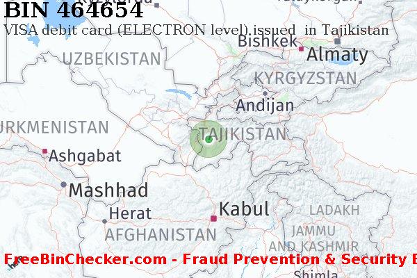 464654 VISA debit Tajikistan TJ बिन सूची
