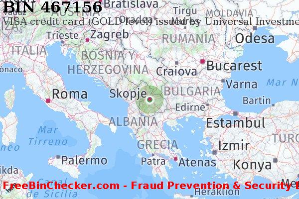 467156 VISA credit Macedonia MK Lista de BIN