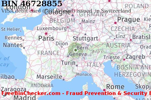 46728855 VISA debit Switzerland CH BIN List