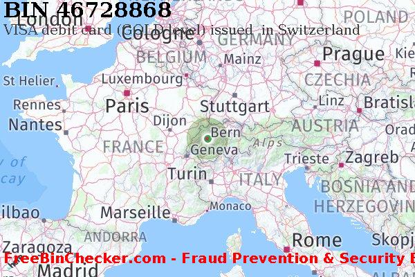 46728868 VISA debit Switzerland CH BIN List
