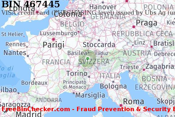 467445 VISA credit Switzerland CH Lista BIN