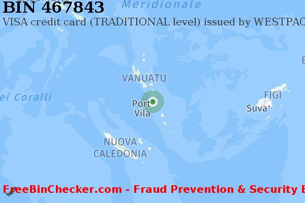 467843 VISA credit Vanuatu VU Lista BIN