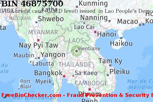 46875700 VISA credit Lao People's Democratic Republic LA BIN Liste 