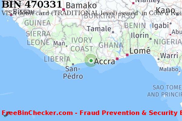 470331 VISA debit Côte d'Ivoire CI বিন তালিকা