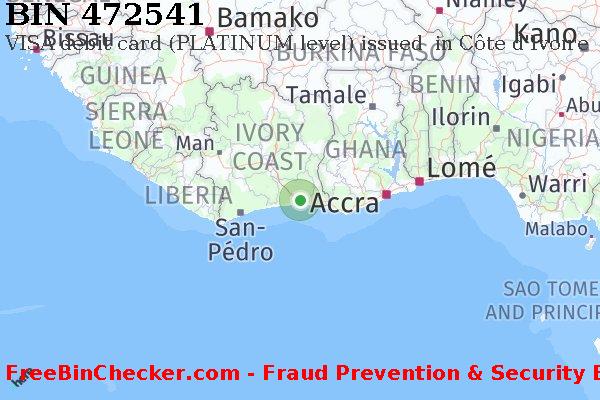 472541 VISA debit Côte d'Ivoire CI BIN Danh sách