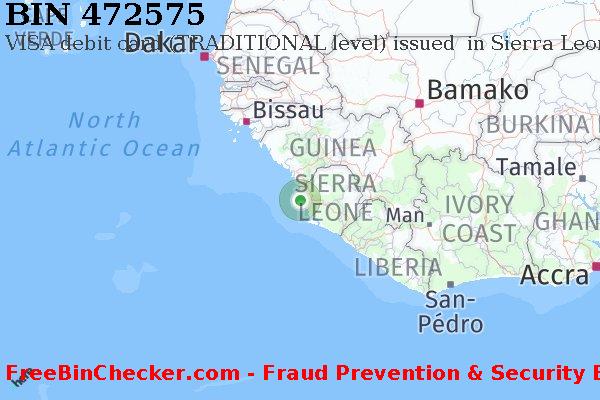 472575 VISA debit Sierra Leone SL Lista de BIN