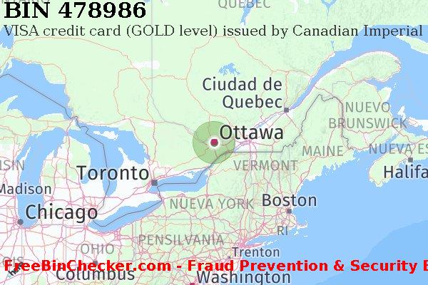 478986 VISA credit Canada CA Lista de BIN
