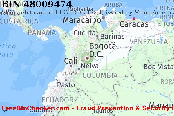 48009474 VISA debit Colombia CO Lista BIN