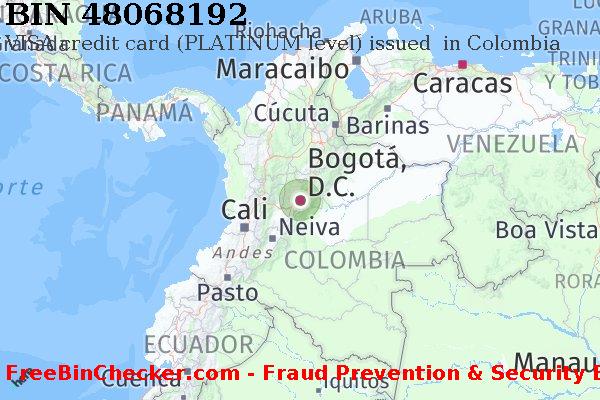 48068192 VISA credit Colombia CO Lista de BIN