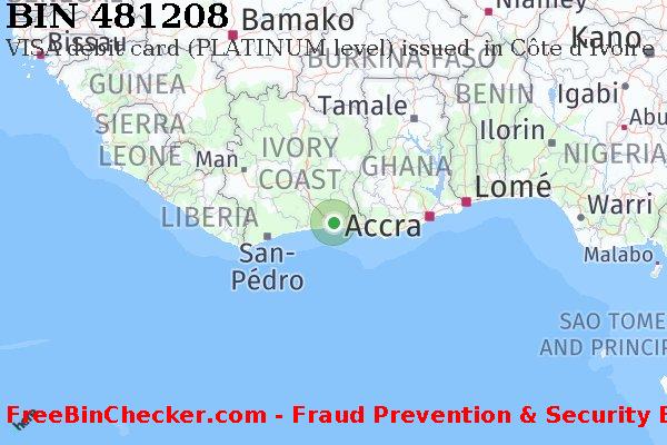 481208 VISA debit Côte d'Ivoire CI बिन सूची