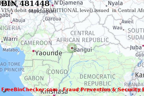481448 VISA debit Central African Republic CF Lista de BIN