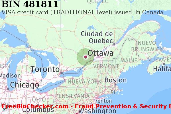481811 VISA credit Canada CA Lista de BIN