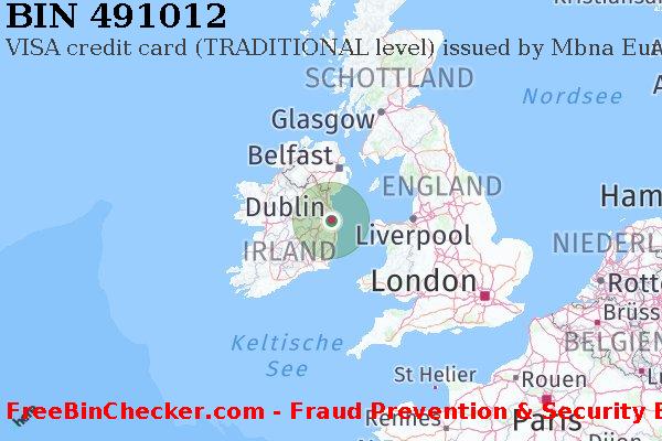 491012 VISA credit Ireland IE BIN-Liste