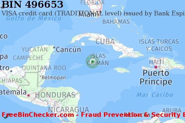 496653 VISA credit Cayman Islands KY Lista de BIN