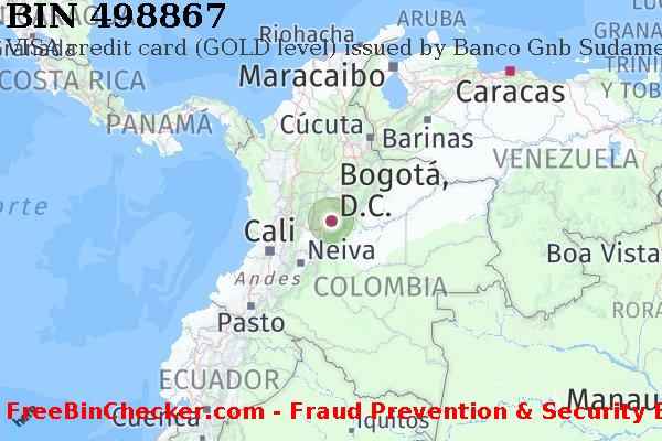 498867 VISA credit Colombia CO Lista de BIN