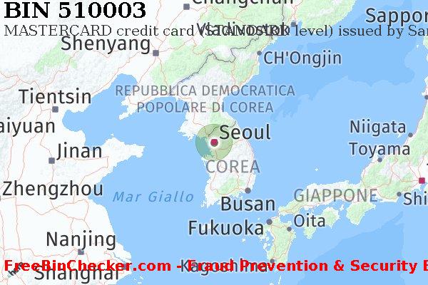 510003 MASTERCARD credit South Korea KR Lista BIN