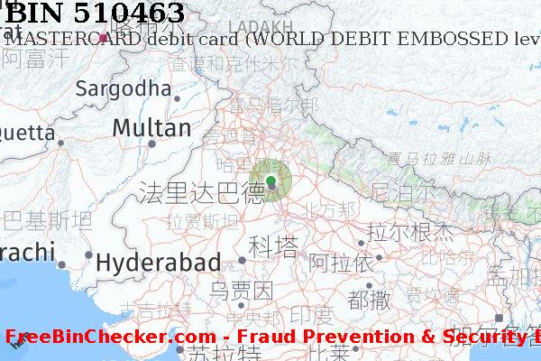 510463 MASTERCARD debit India IN BIN列表