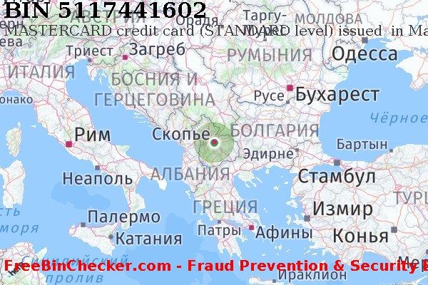 5117441602 MASTERCARD credit Macedonia MK Список БИН