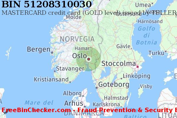 51208310030 MASTERCARD credit Norway NO Lista BIN