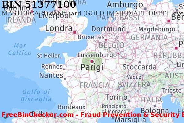 51377100 MASTERCARD debit France FR Lista BIN
