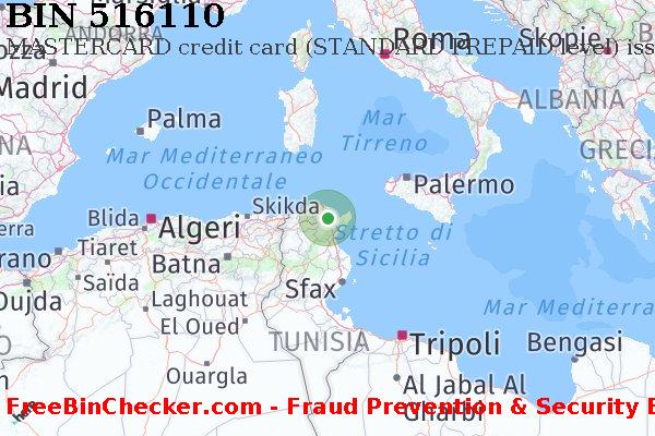 516110 MASTERCARD credit Tunisia TN Lista BIN