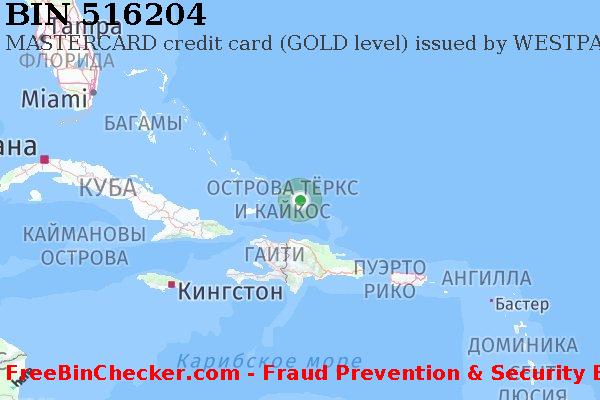 516204 MASTERCARD credit Turks and Caicos Islands TC Список БИН