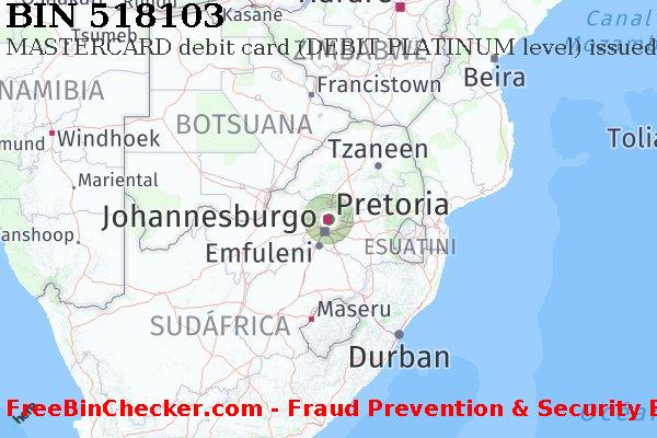 518103 MASTERCARD debit South Africa ZA Lista de BIN