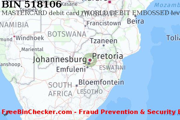 518106 MASTERCARD debit South Africa ZA BIN List