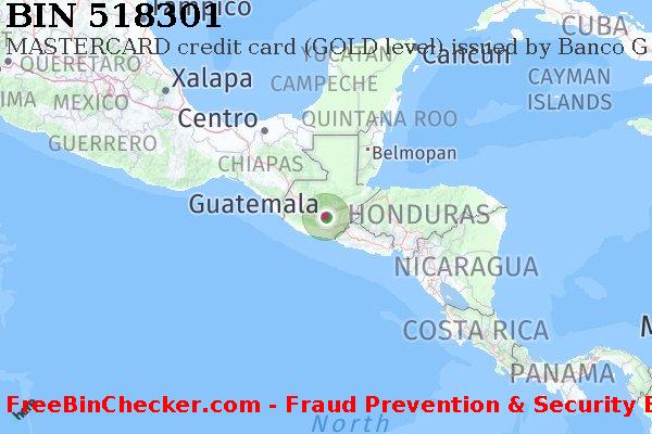 518301 MASTERCARD credit Guatemala GT BIN List