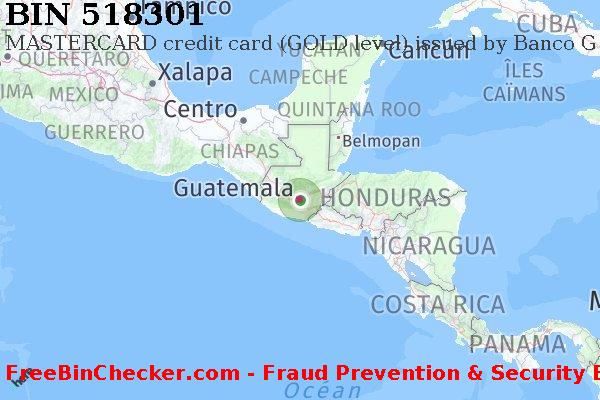 518301 MASTERCARD credit Guatemala GT BIN Liste 
