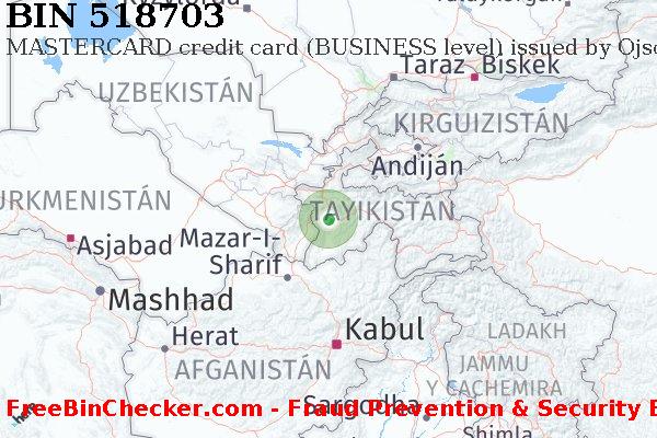 518703 MASTERCARD credit Tajikistan TJ Lista de BIN
