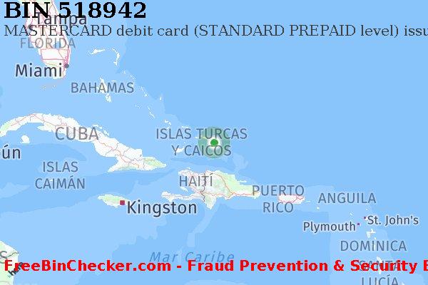 518942 MASTERCARD debit Turks and Caicos Islands TC Lista de BIN