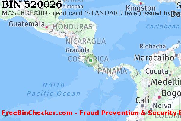 520026 MASTERCARD credit Costa Rica CR BIN 목록