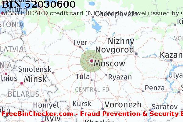52030600 MASTERCARD credit Russian Federation RU BIN List