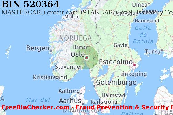 520364 MASTERCARD credit Norway NO Lista de BIN