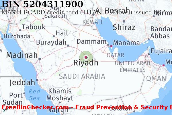 5204311900 MASTERCARD credit Saudi Arabia SA BIN List
