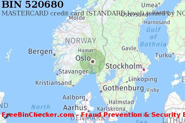 520680 MASTERCARD credit Norway NO BINリスト