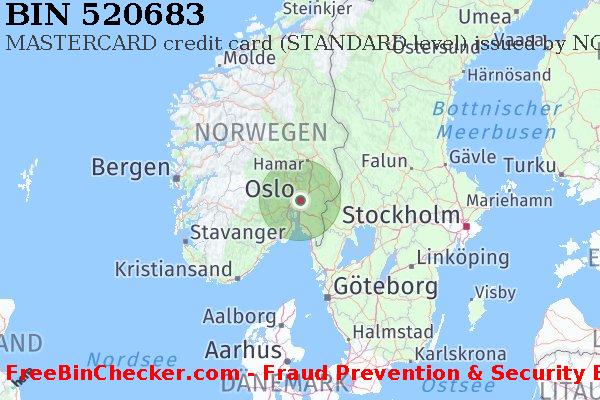 520683 MASTERCARD credit Norway NO BIN-Liste