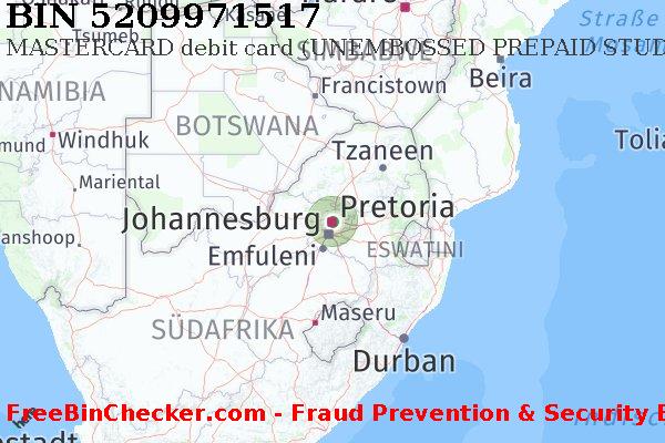 5209971517 MASTERCARD debit South Africa ZA BIN-Liste
