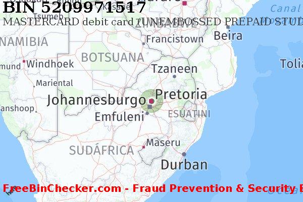 5209971517 MASTERCARD debit South Africa ZA Lista de BIN