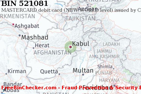 521081 MASTERCARD debit Afghanistan AF BIN List