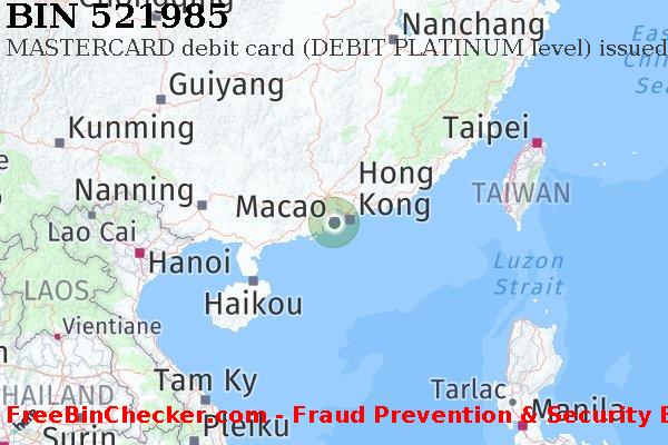 521985 MASTERCARD debit Macau MO BIN List