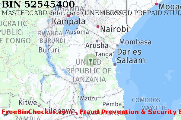 52545400 MASTERCARD debit Tanzania TZ बिन सूची