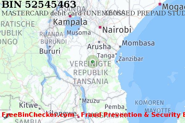 52545463 MASTERCARD debit Tanzania TZ BIN-Liste