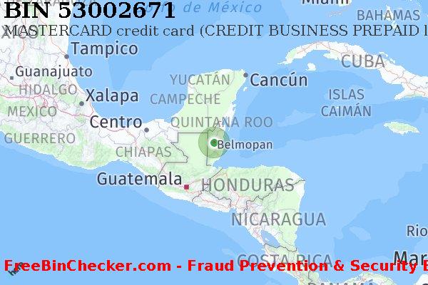 53002671 MASTERCARD credit Belize BZ Lista de BIN