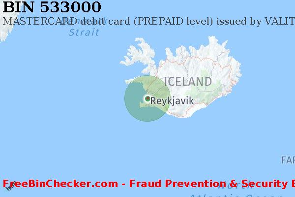 533000 MASTERCARD debit Iceland IS Lista de BIN