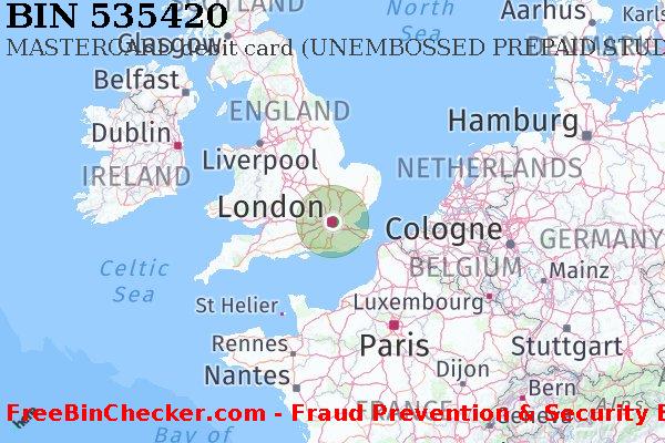 535420 MASTERCARD debit United Kingdom GB BIN List